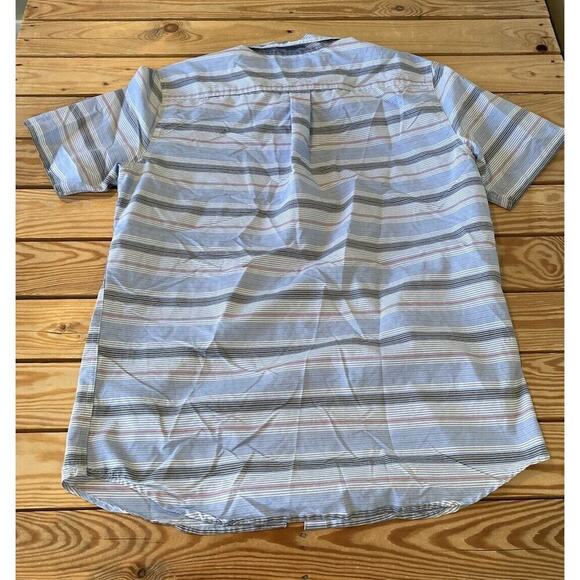 Quiksilver Stripe Button Up Shirt Size XL Men’s Blue Short Sleeve - Picture 2 of 7